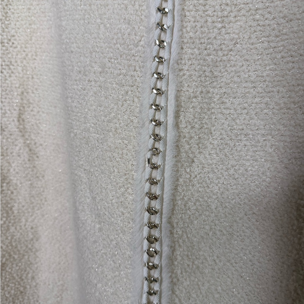 St. John Couture women's cream sweater with chain-like & ribbon trim - Picture 5 of 7